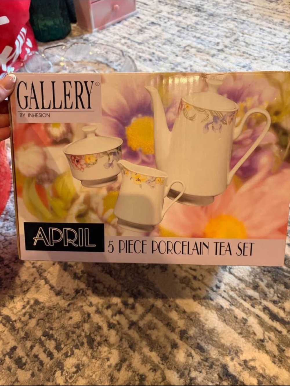 Gallery White Porcelain Tea Set with Pastel Floral Accents